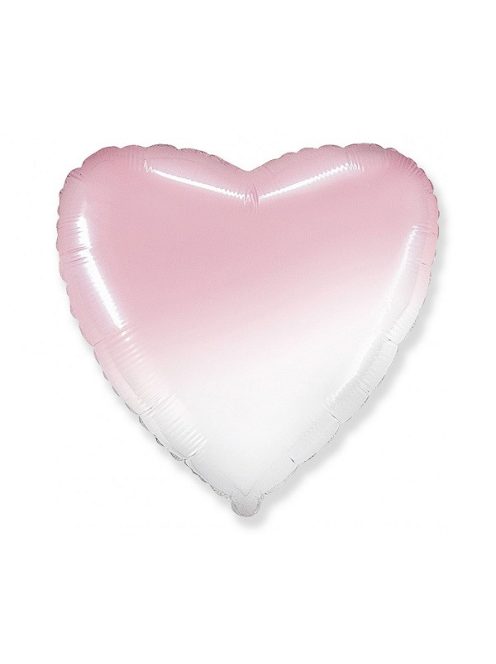 Rózsaszín-fehér ombre szív fólia lufi 45 cm