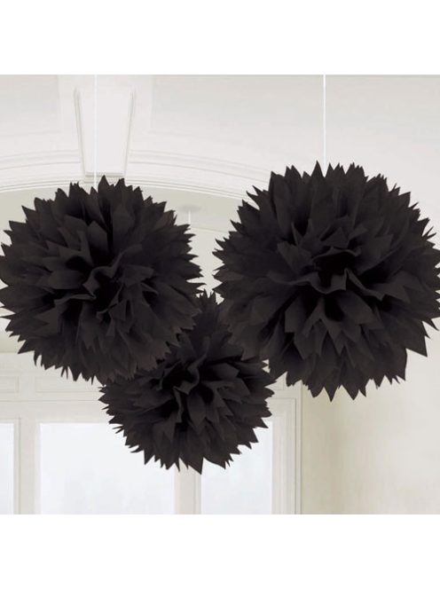 Fekete pompom dekoráció 40 cm