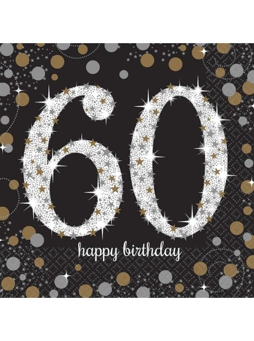 60. születésnapi fekete-ezüst szalvéta
