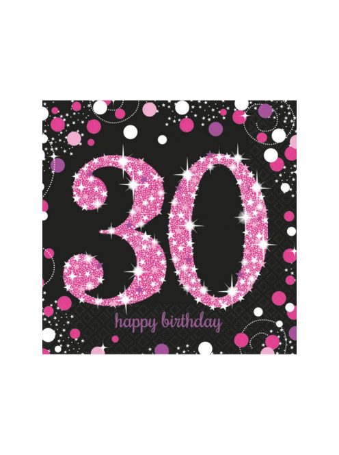 30. születésnapi fekete-pink szalvéta 
