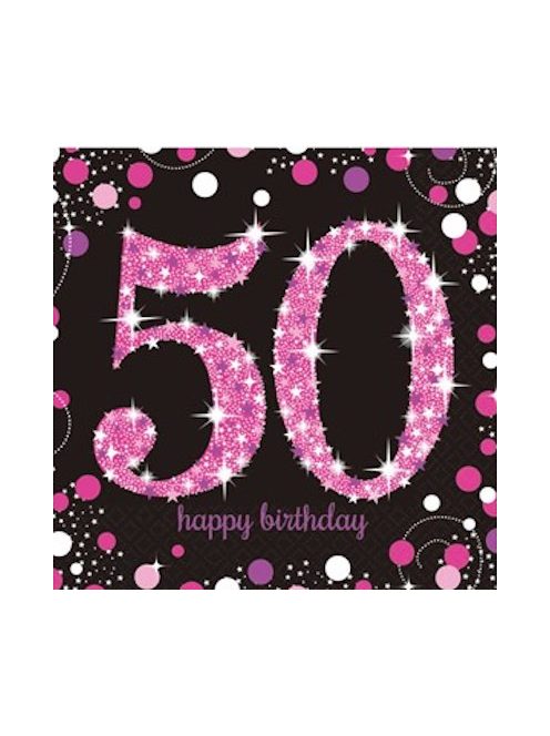 50. születésnapi pink-fekete szalvéta