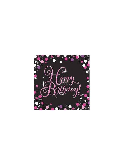 Happy Birthday fekete-pink szalvéta