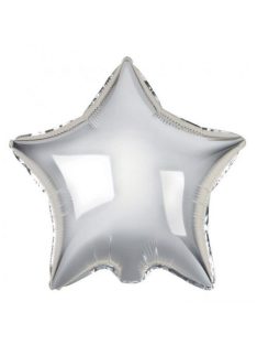 Ezüst csillag fólia lufi 48 cm