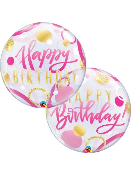 Happy Birthday arany-pink Bubbles lufi 56 cm 