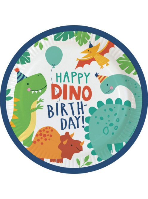 Happy Dino-Birthday papírtányér 23 cm