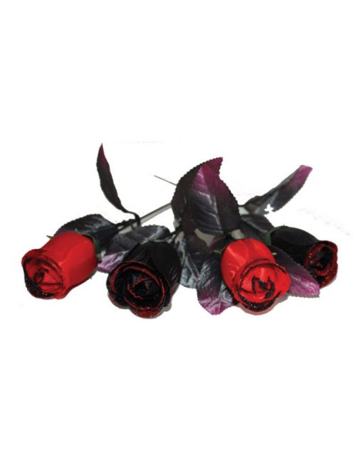 Piros és fekete rózsa dobozban 4 szál