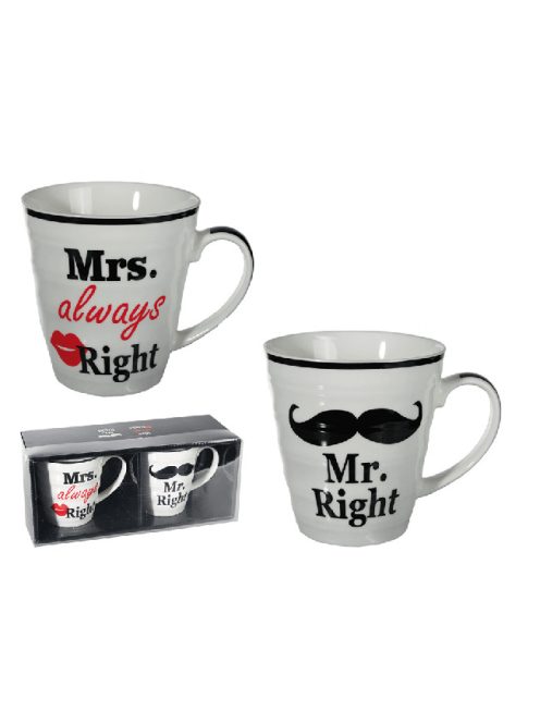 Mr. Right és Mrs. Always Right bögre szett dísz csomagolásban 
