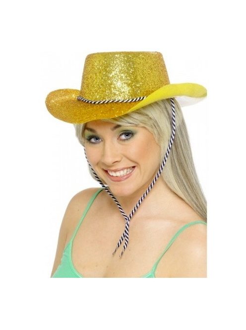 Arany csillámporos cowboy kalap