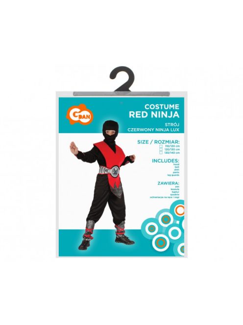 Piros-fekete ninja jelmez 110-120-as