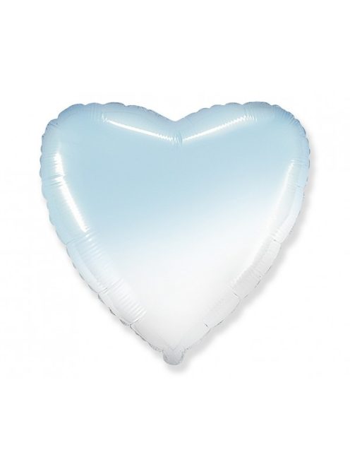 Kék-fehér ombre szív fólia lufi 45 cm