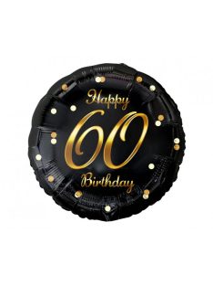 Happy 60 Birthday fekete-arany fólia lufi 45 cm