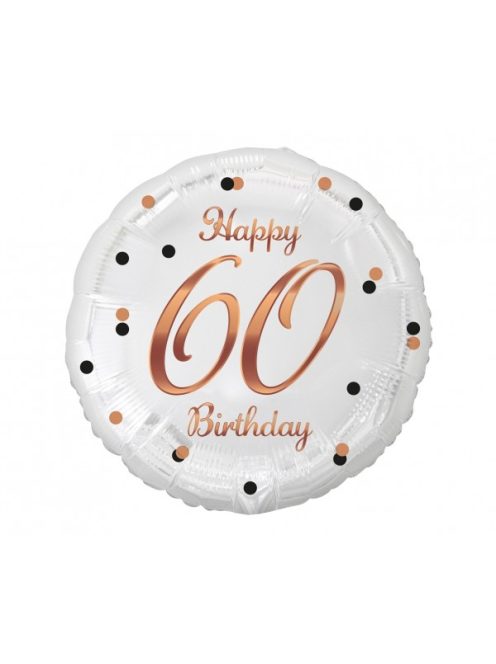 Happy 60 Birthday fehér-rose gold fólia lufi 45 cm