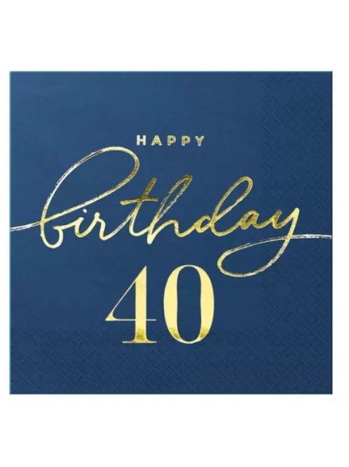 Happy Birthday 40-es sötétkék szalvéta 