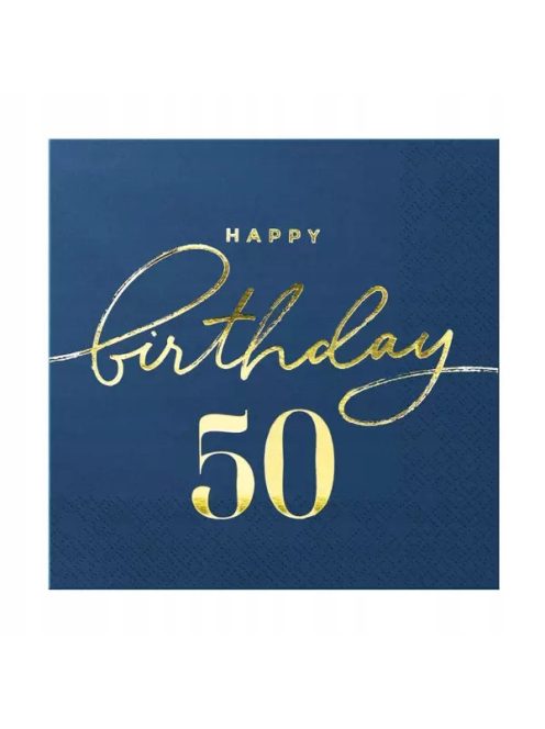 Happy Birthday 50 sötétkék szalvéta
