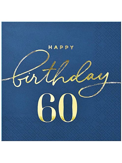 Happy Birthday 60 sötétkék szalvéta 