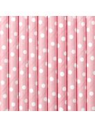 Rózsaszín pöttyös papír szívószál
