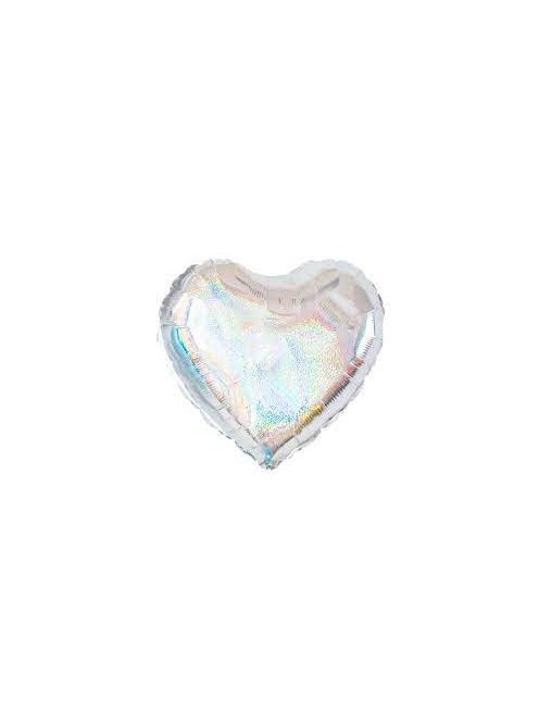 Hologrammos szív fólia lufi 45 cm
