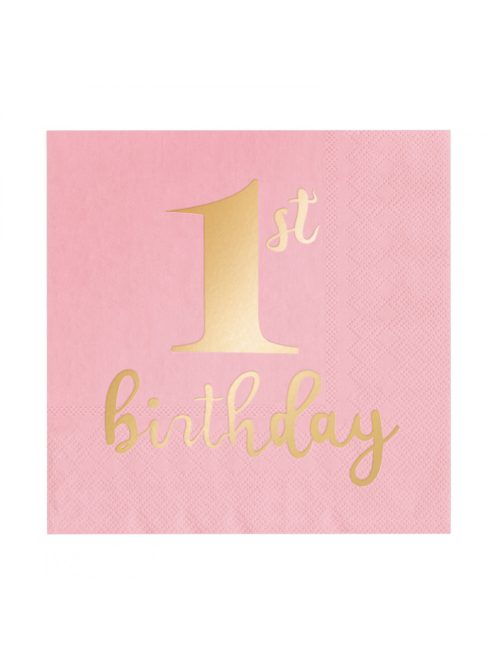 1st birthday rózsaszín szalvéta 