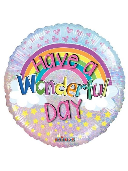 Have a Wonderful day - Legyen csodás napod szivárványos fólia lufi 46 cm