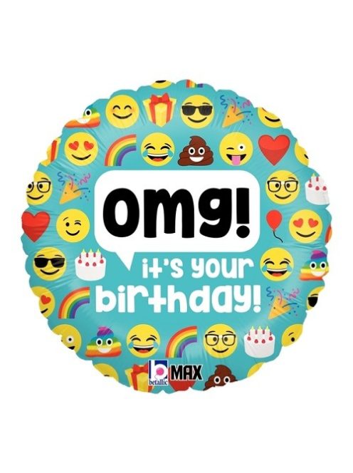 Omg! it's your birthday! emoji fólia lufi 45 cm