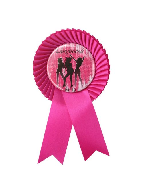 Lánybúcsú Party pink szalagos kitűző 15 cm