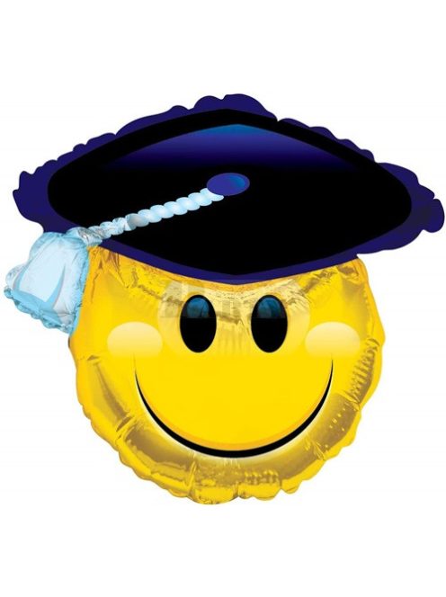 Smiley ballagási lufi diploma kalapban 65x80 cm 