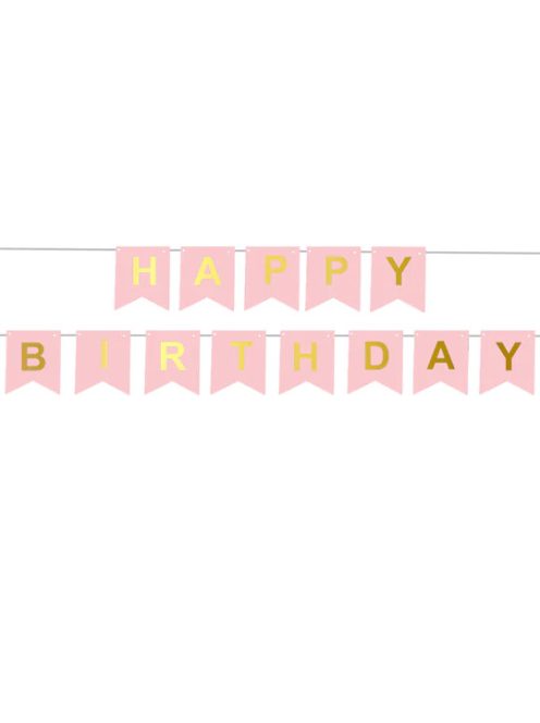 Happy Birthday  születésnapi felirat arany betűkkel rózsaszín színben