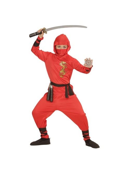 Ninja jelmez piros 128 cm 