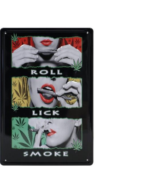 Roll lick smoke fém tábla 20x30 cm