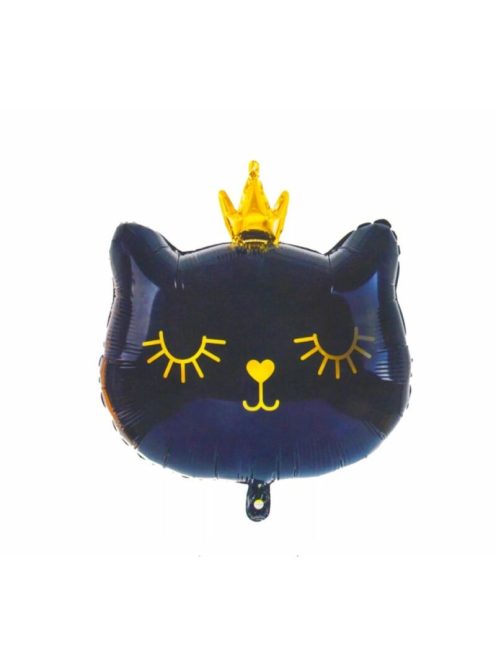 Fekete cica koronával fólia lufi 76 x 64 cm