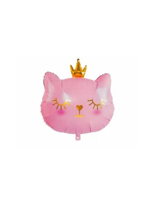 Rózsaszín cica koronával fólia lufi 64 x 76 cm