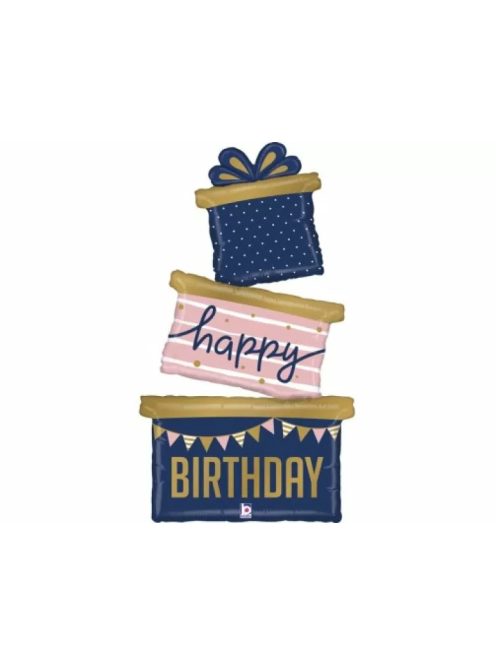 Happy Birthday három emeletes torta fólia lufi 124 cm