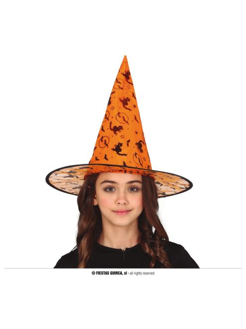 Narancssárga boszorkány kalap - gyerek