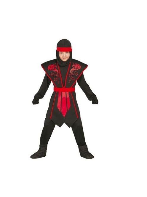 Piros-fekete ninja jelmez 10-12 éves