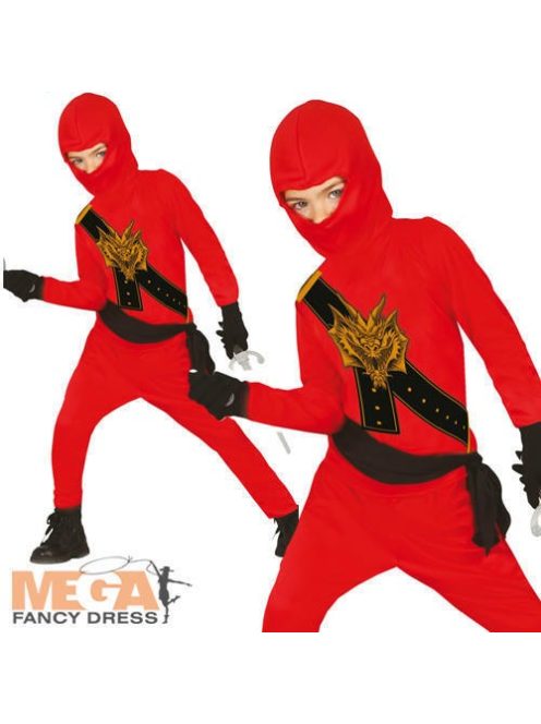 Piros ninja jelmez 10-12 éves