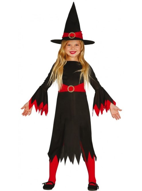 Fekete-piros boszorkány jelmez 5-6 éves