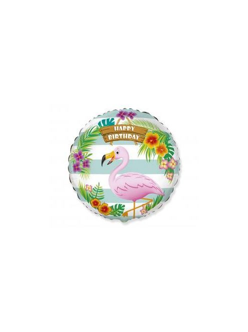 Happy Birthday flamingós fólia lufi 45 cm