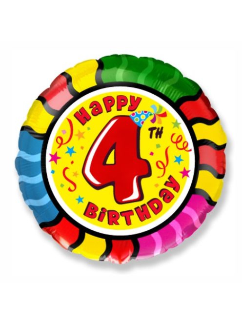 Happy 4th Birthday fólia lufi 45 cm