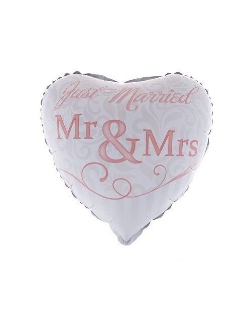 Just Married - Ifjú házasok Mr & Mrs esküvői fólia lufi 45 cm