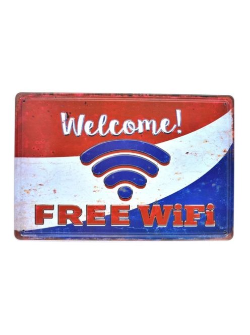 Welcome! Free Wifi domború fém tábla 20x30 cm
