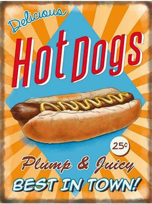Delicious Hot Dogs fém tábla 20x30 cm