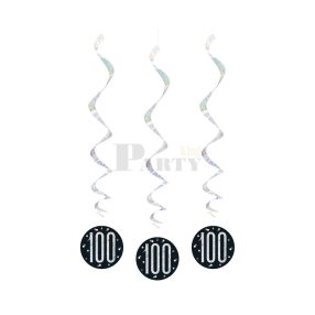 100-as fekete-ezüst spirál dekoráció 