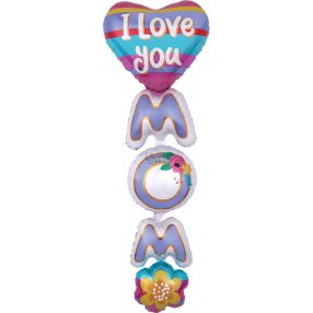 I Love you mum hatalmas szíves fólia lufi 167 cm