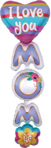 I Love you mum hatalmas szíves fólia lufi 167 cm