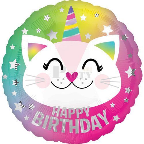 Happy Birthday Cica unikornis fólia lufi 45 cm