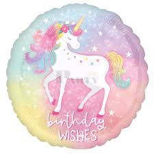 Birthday Wishes szülinapi unikonis fólia lufi 45 cm
