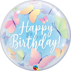 Happy Birthday butterfly pillangók bubbles lufi 56 cm