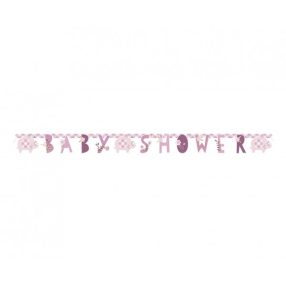 Baby shower elefántos  rózsaszín betűfüzér