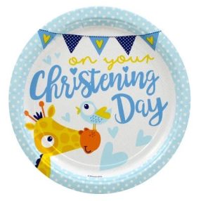 Christening Day kék papír tányér 23 cm