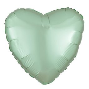 Szatén mentazöld szív fólia lufi 43 cm